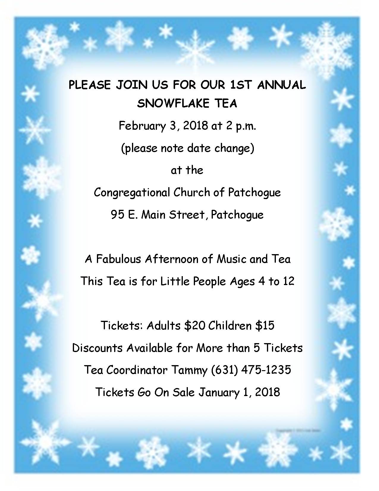 Snowflake Tea @ Congregational Church of Patchogue | Patchogue | New York | United States